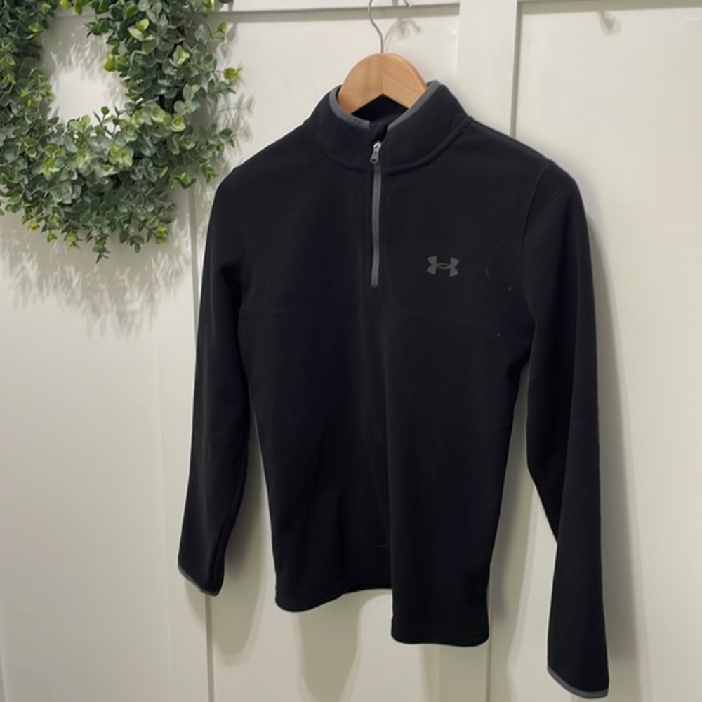 Black Under Armour Fleece Half Zip Large Youth YLG Warm Winter Staple